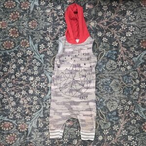 RAGS Red Hooded Camo Graphic Romper